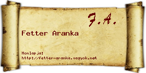 Fetter Aranka névjegykártya
